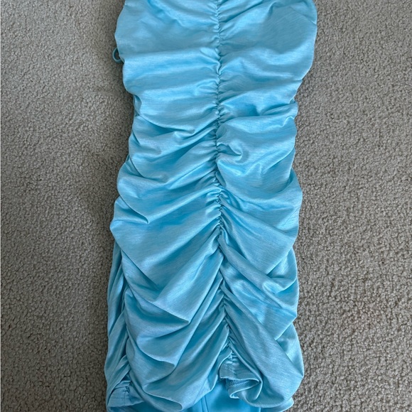 Elegant Ruched Blue Dress - Picture 1 of 2